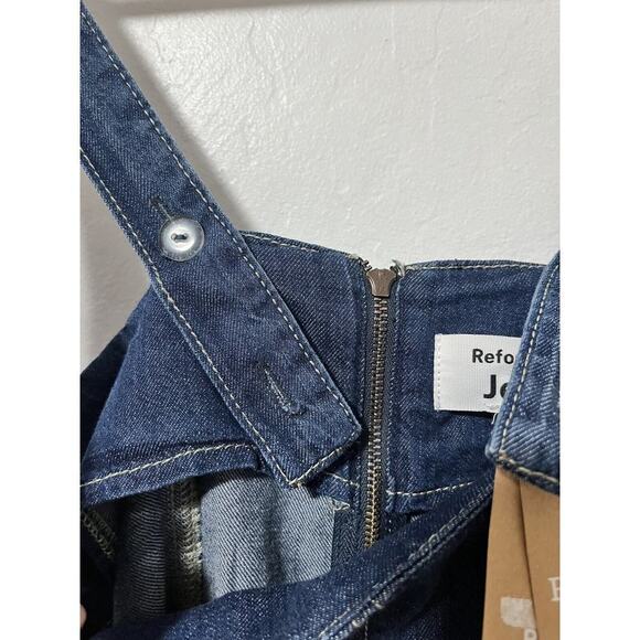 Reformation‎ Jeans Amory Denim Midi Dress Size 10 Caspian Blue Raw Hem NEW - Picture 6 of 10